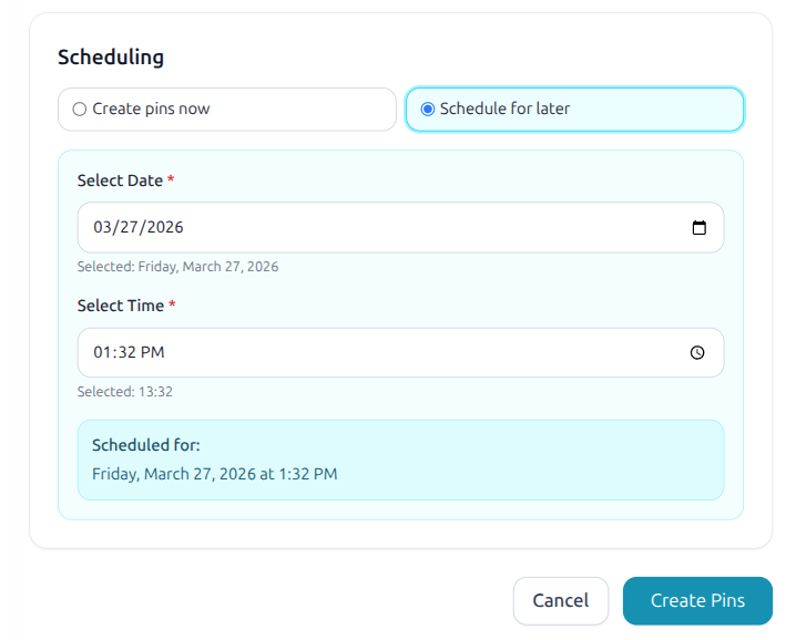 Schedule Pinterest pin